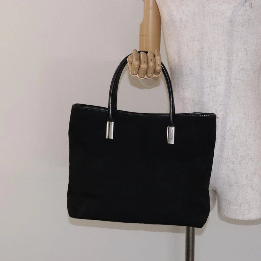 GUCCI Tote Bag Nylon Black Silver 002 2123 0457 Auth